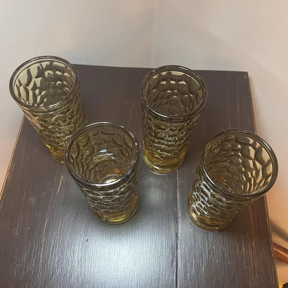 5 Fostoria Lemon Twist PEBBLE BEACH By Ben Seibel 10 OZ Footed Goblets 6